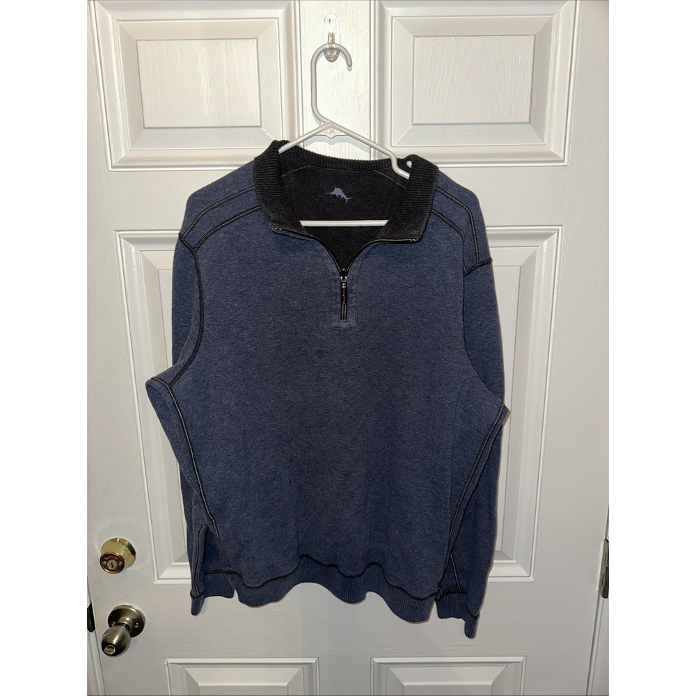 Tommy Bahama 1/4 Zip Pullover Mens Small Blue Heather Sweatshirt